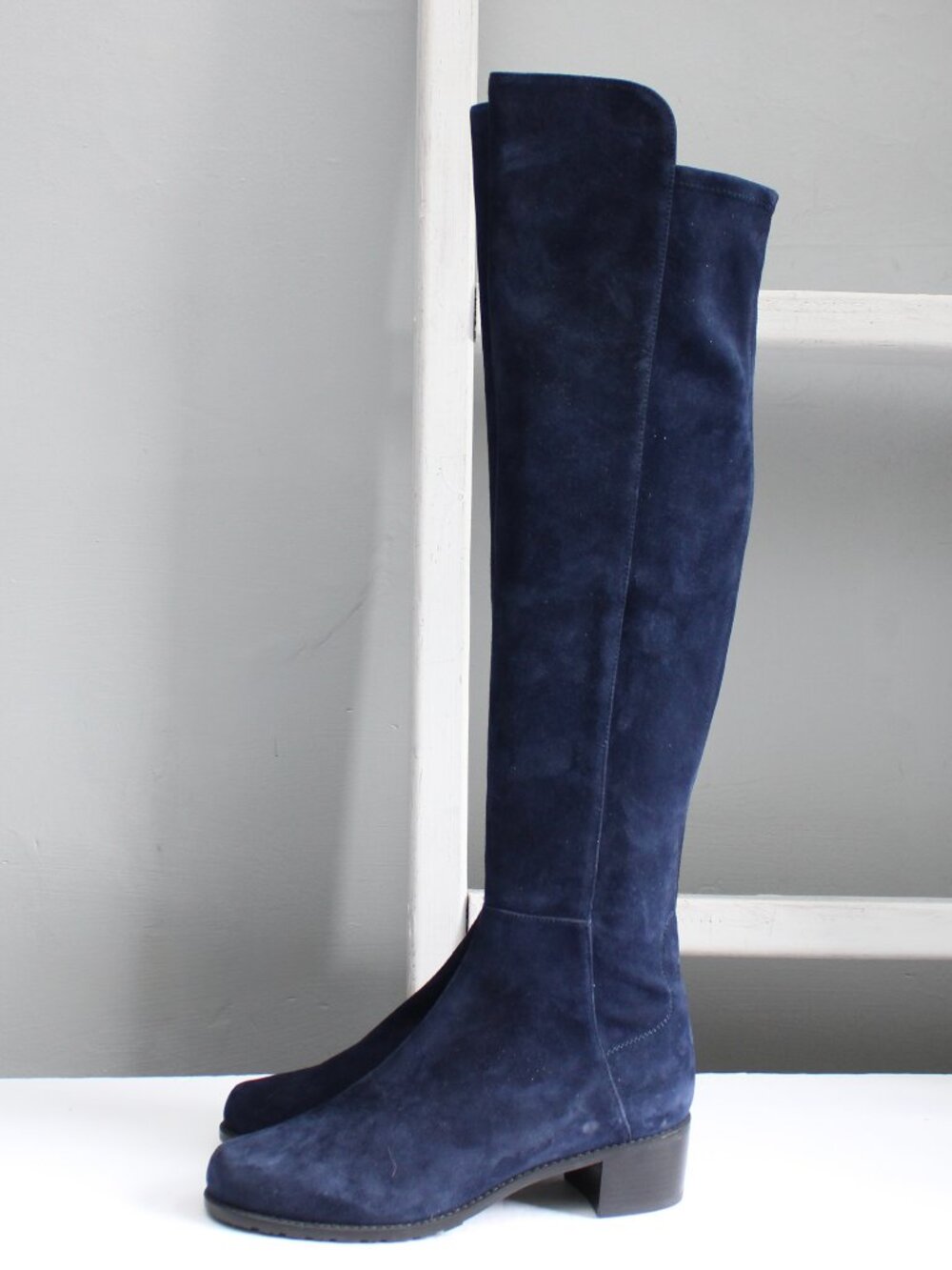 Stuart Weitzman Women's Allserve Nice Blue Suede Over The Knee Boots Size 7 - Picture 2 of 11